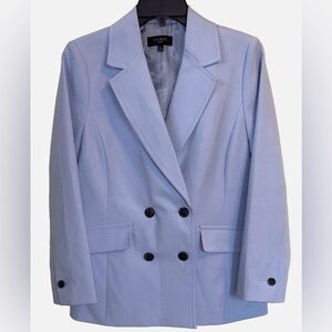 Talbots Petite 8P Blue Double Breasted Blazer Jacket